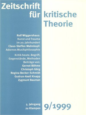 cover image of Zeitschrift für kritische Theorie / Zeitschrift für kritische Theorie, Heft 9